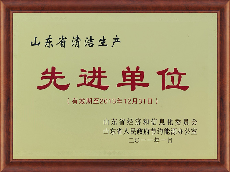 山東省清潔生產(chǎn)先進(jìn)單位